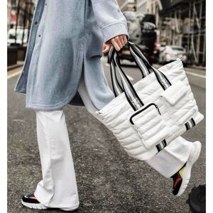 THINK ROYLN Quilted Jr. Wingman Bag in White Patent